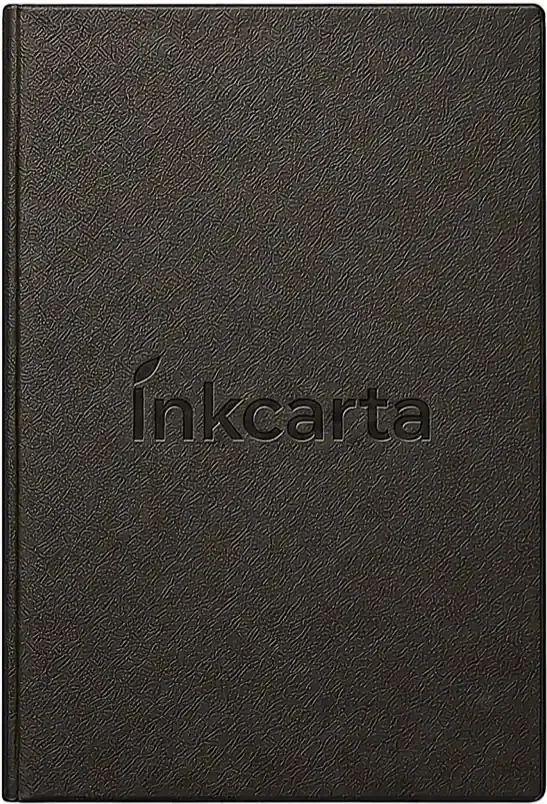 Il menu Inkcarta chiuso, copertina in materiale vegetale con il logo impresso